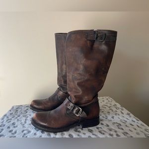 Frye Veronica harness brown leather boots size 8.5